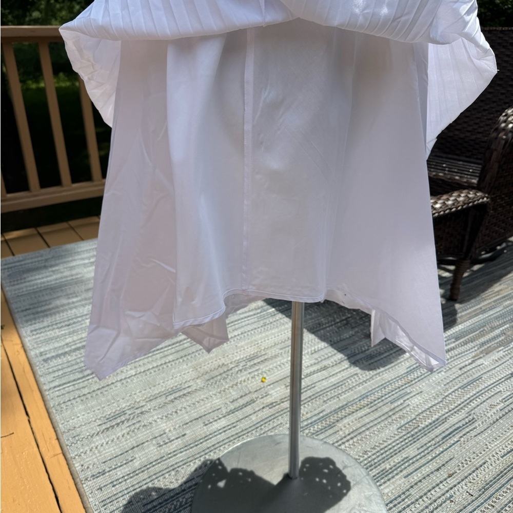 Boston Proper NWT White Pleated Eyelet Boho Midi Skirt Handkerchief Hem Size XS - Picture 12 of 16